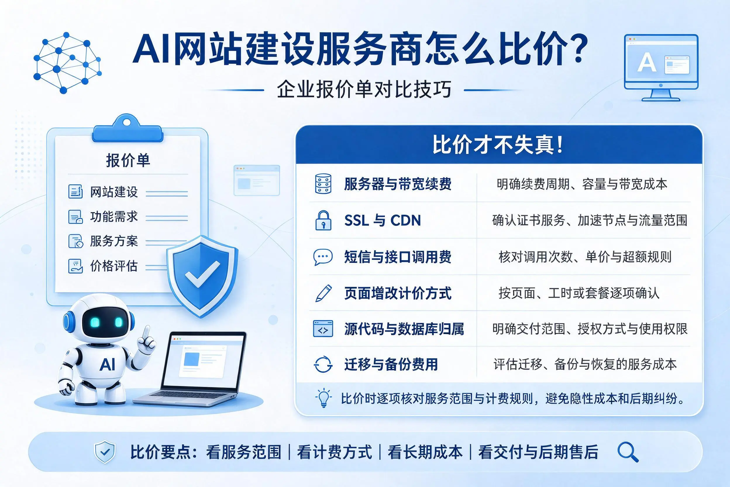AI网站建设服务商怎么比价?五指山企业报价单对比技巧