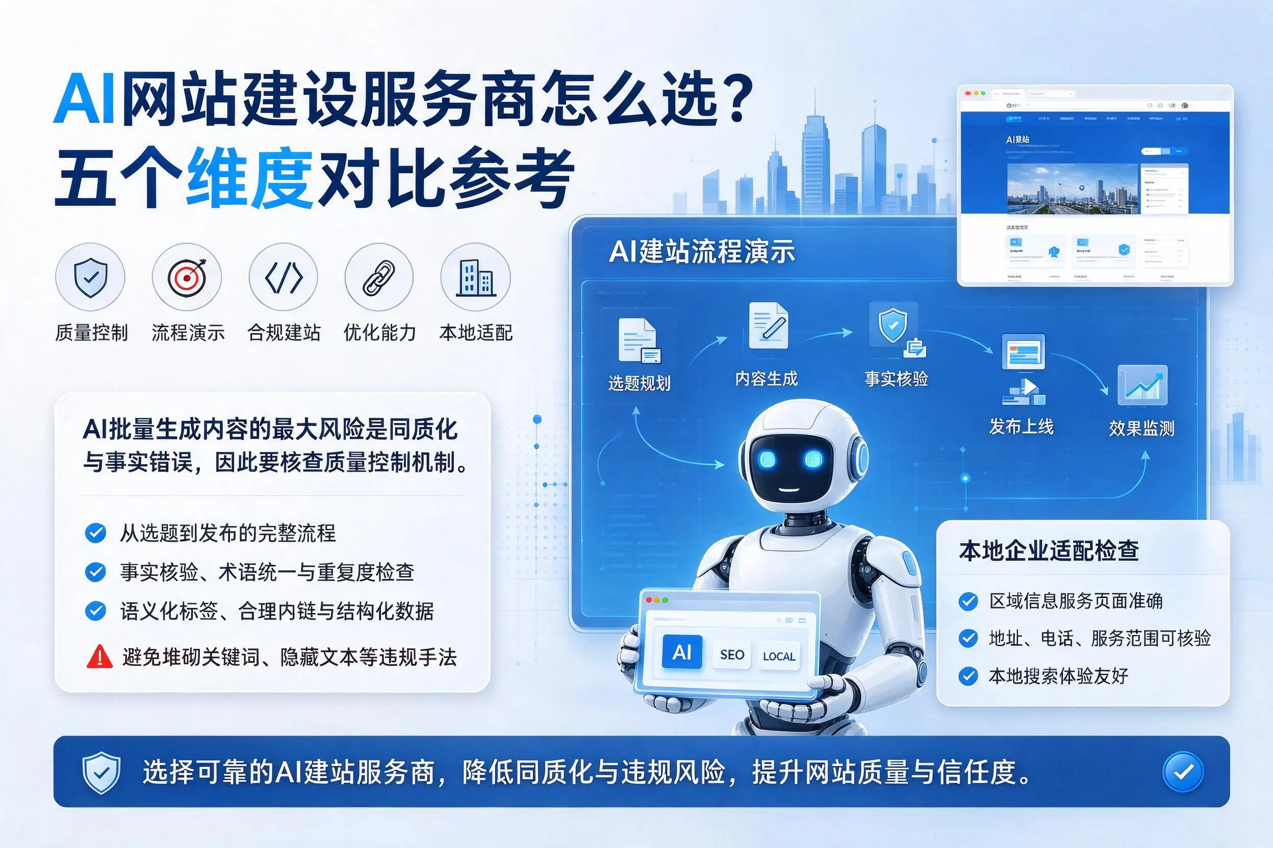 五指山AI网站建设服务商怎么选?五个维度对比参考
